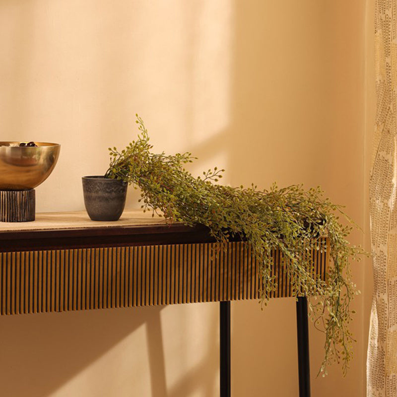 3.2 ft Artificial Bush Hanging Plant With Black Plastic Pot - 3.2 Feet