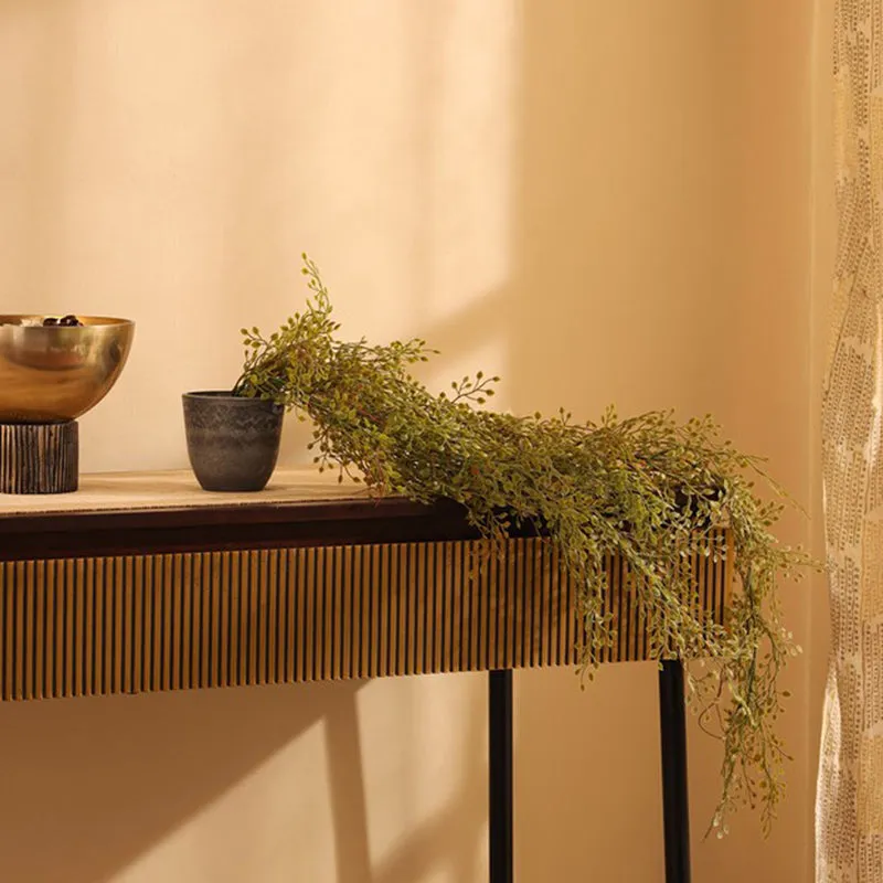 Artificial Bush Hanging Plant With Black Plastic Pot - 3.2 FT media 1