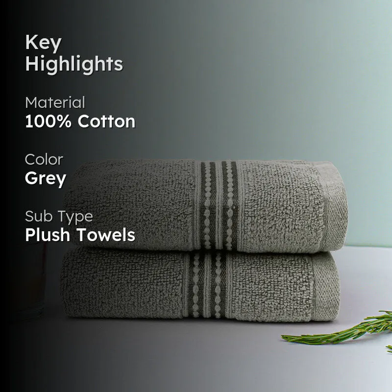 Micro Cotton LuxeDry Solid Hand Towel (Grey) - Set Of Two media 2