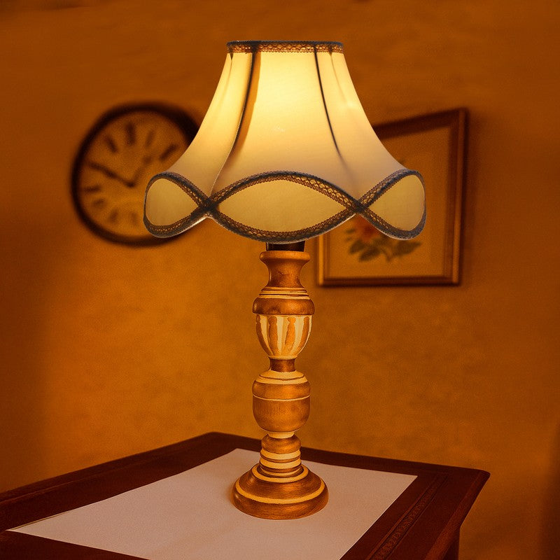 Zenrae Prya Wooden Table Lamp - White