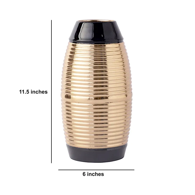 Malva Aluminium Vase - Gold & Black media 5