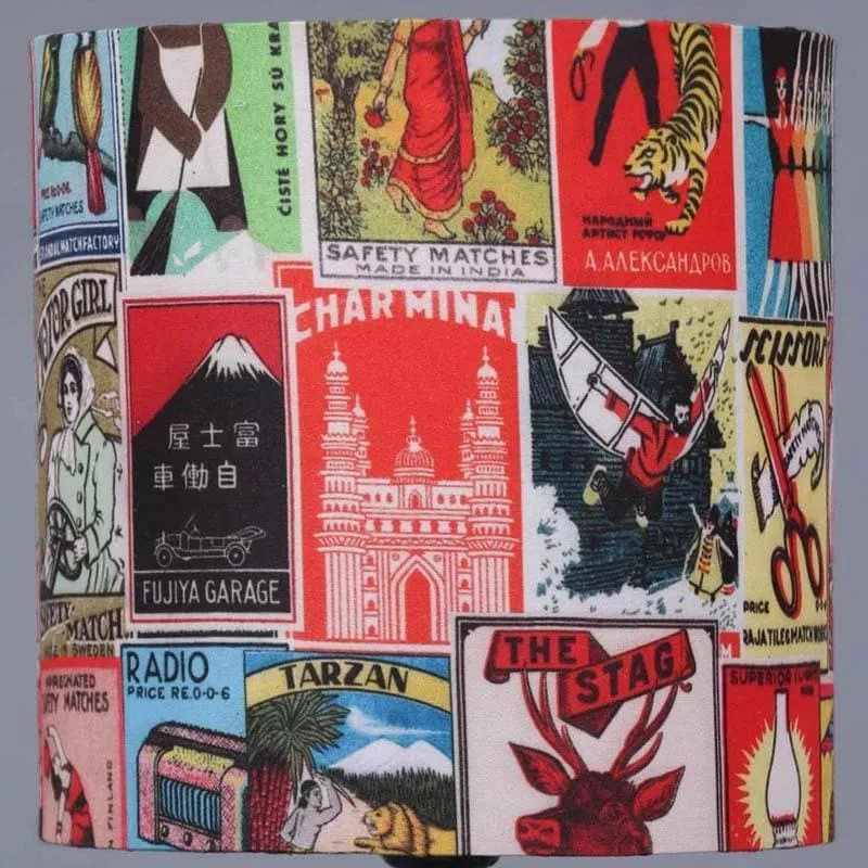 Retro Match Fabric Table Lamp - Multicolor media 5