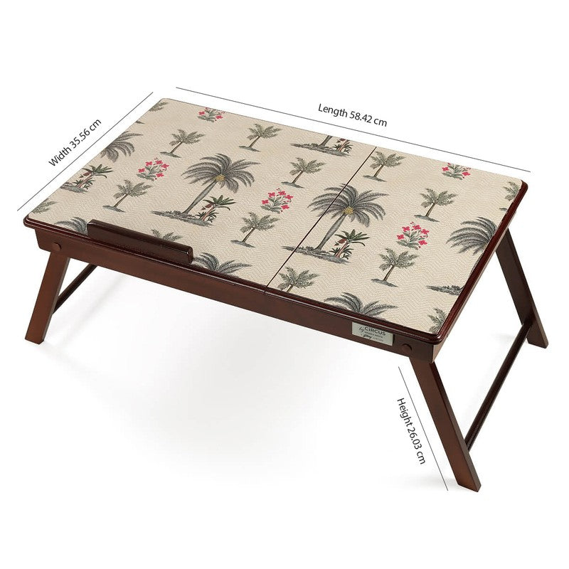 India Circus Teak Wood Chevron Palms Laptop Table media 8