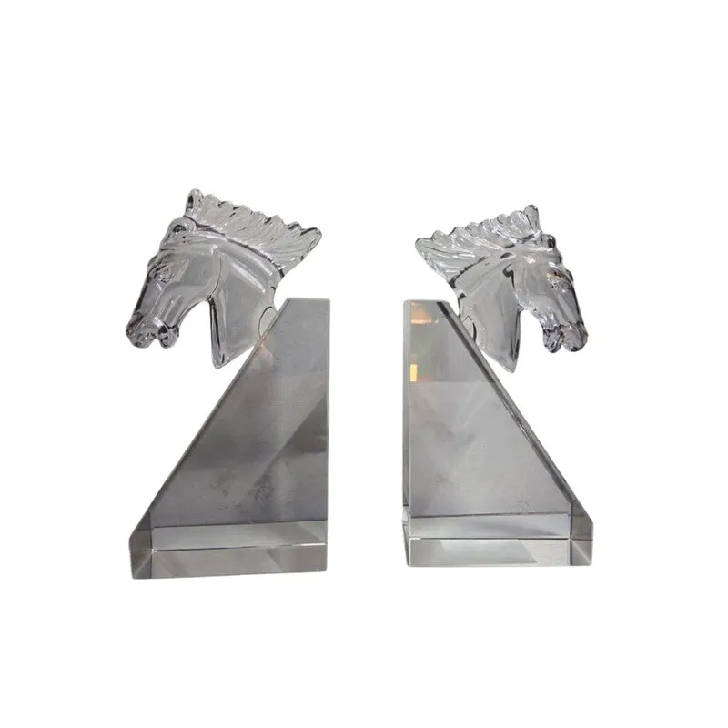 Horse Shaped Crystal Book End - Grey media 3