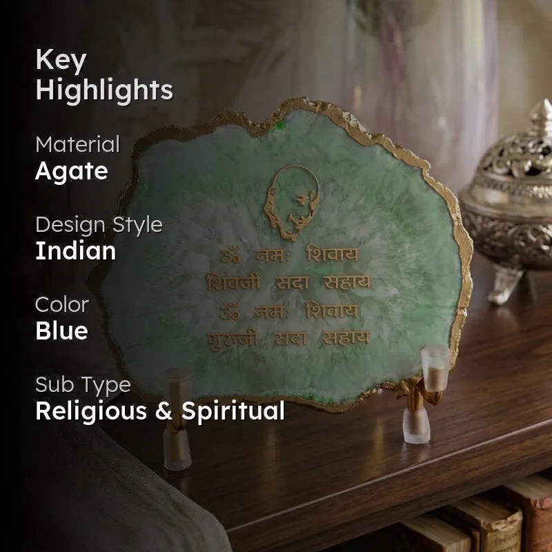 Divine Guruji Mantra Agate Showpiece media 2