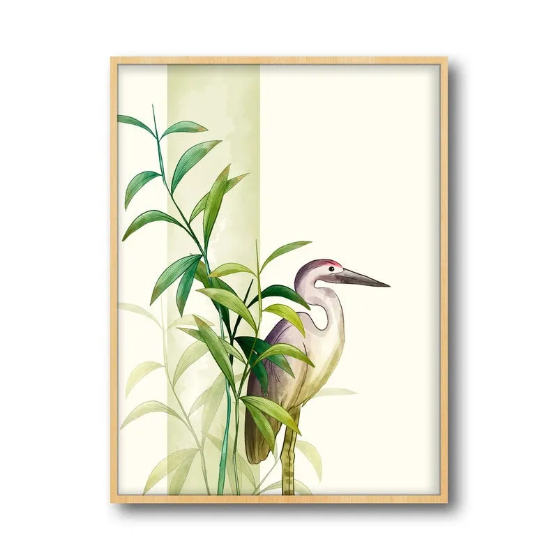 Soothing Stork Botanical Archival Paper Wall Art - Natural Brown Frame media 5