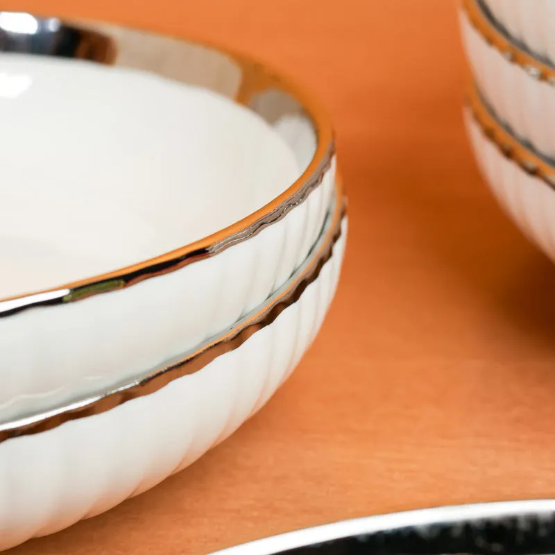 Elegant White Porcelain Quarter Plates with Silver Rim - Set Of Two media 5