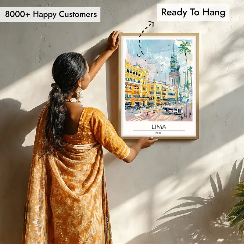 Vintage Lima Framed Canvas Archival Canvas Wall Painting - Natural Brown Frame media 7