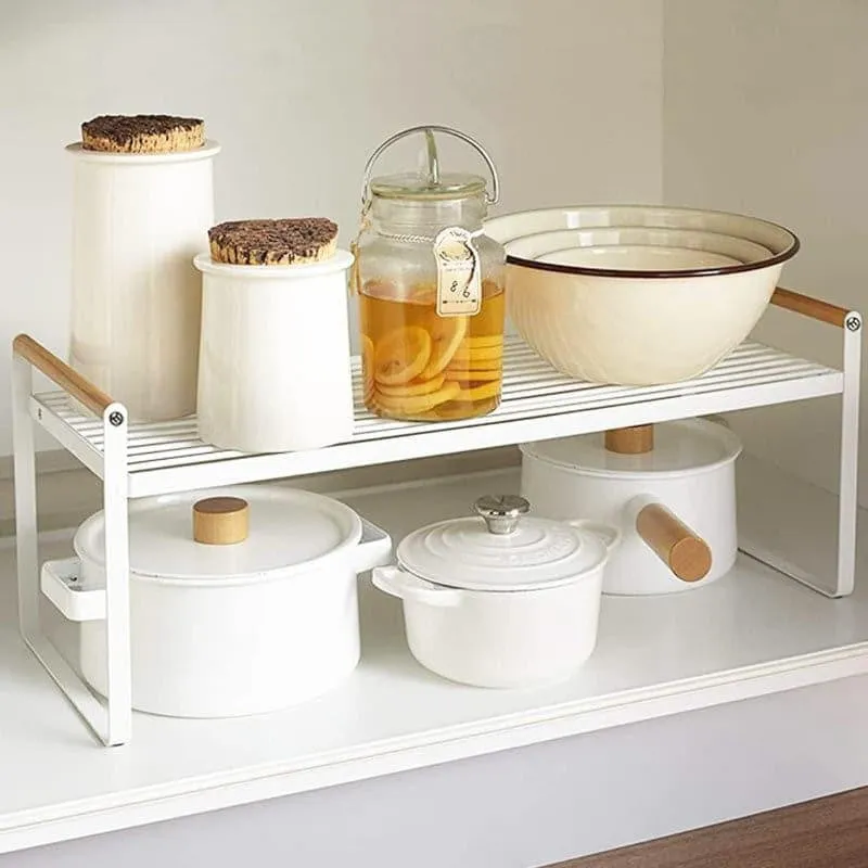 White Kitchen Countertop Riser Table - Space-Saving Organizer media 1