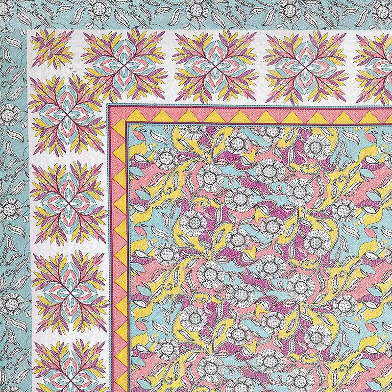 Nidra Nector Floral Cotton Bedsheet (Green & Pink) - 150 TC media 6