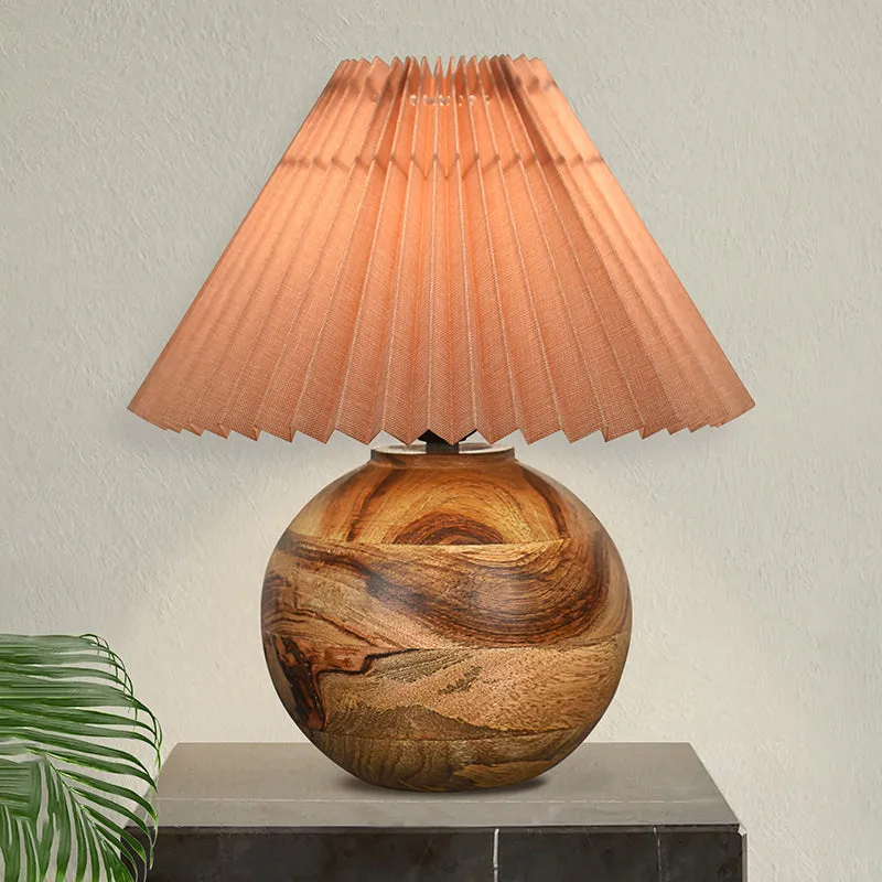 Lark Pleated Fabric Table Lamp - Beige media 1