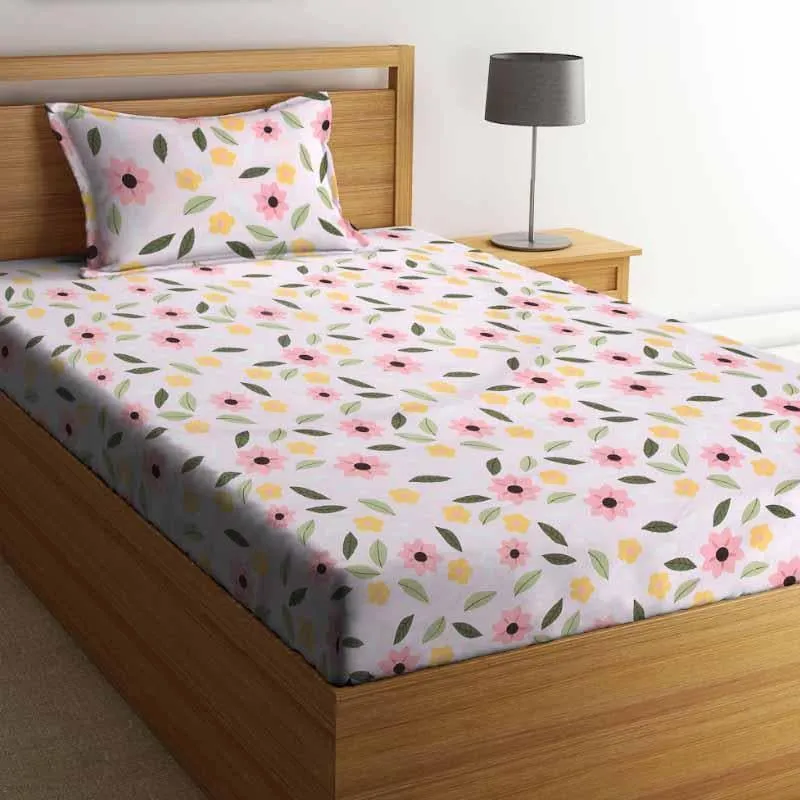 Garden Of Pink Fitted Bedsheet - 150 GSM media 1