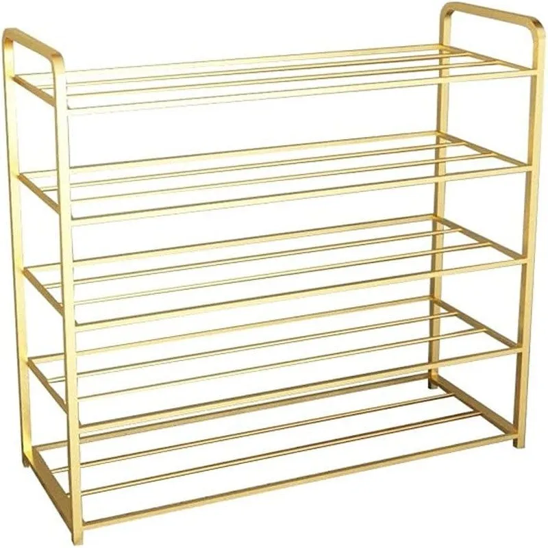 Wide Metal Shoe Rack - Gold media 5