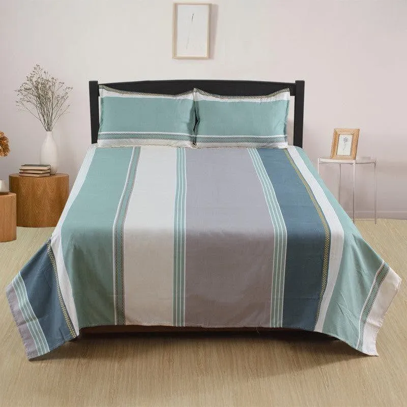 Siesta Stripes Microfiber Bedsheet (Sage Green) - 125 GSM media 3