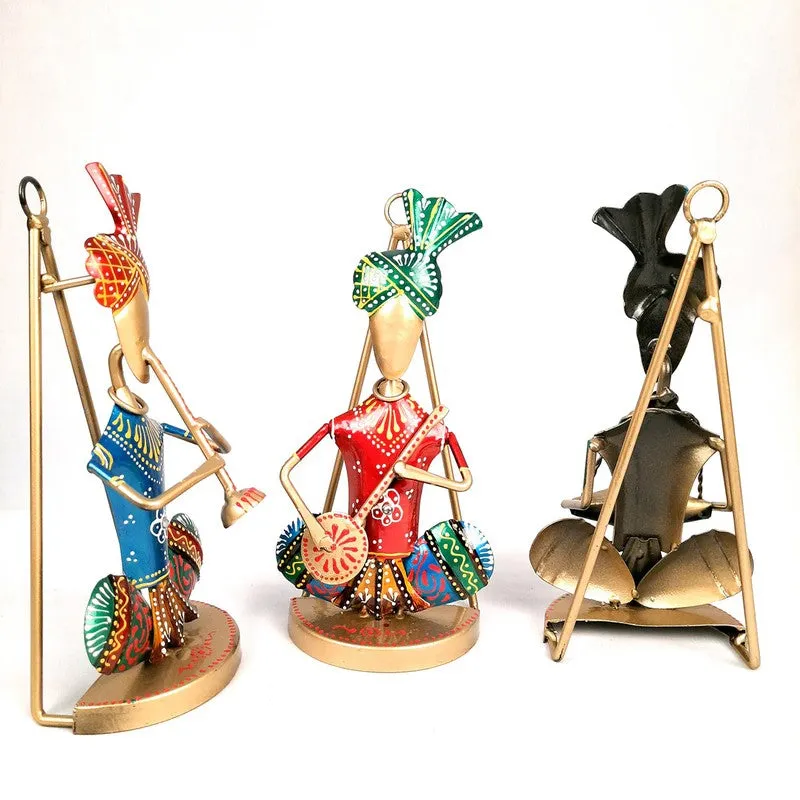 Rajasthani Folk Musician Iron Wall Accents - Set Of Three media 5