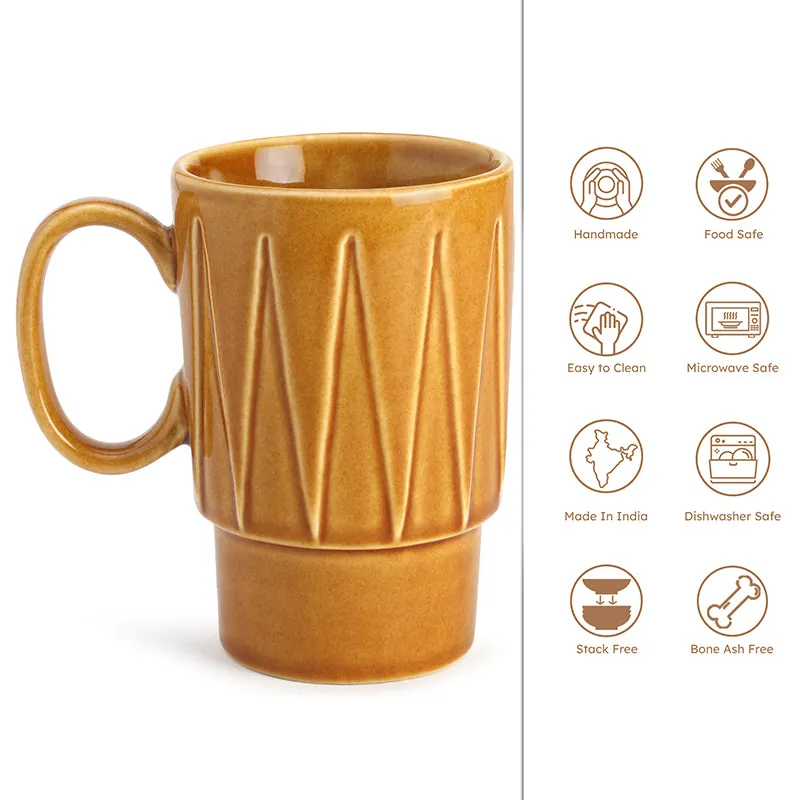 Kindred Ceramic Coffee Mug (Golden Brown/350 mL Each) - Set Of Two media 3