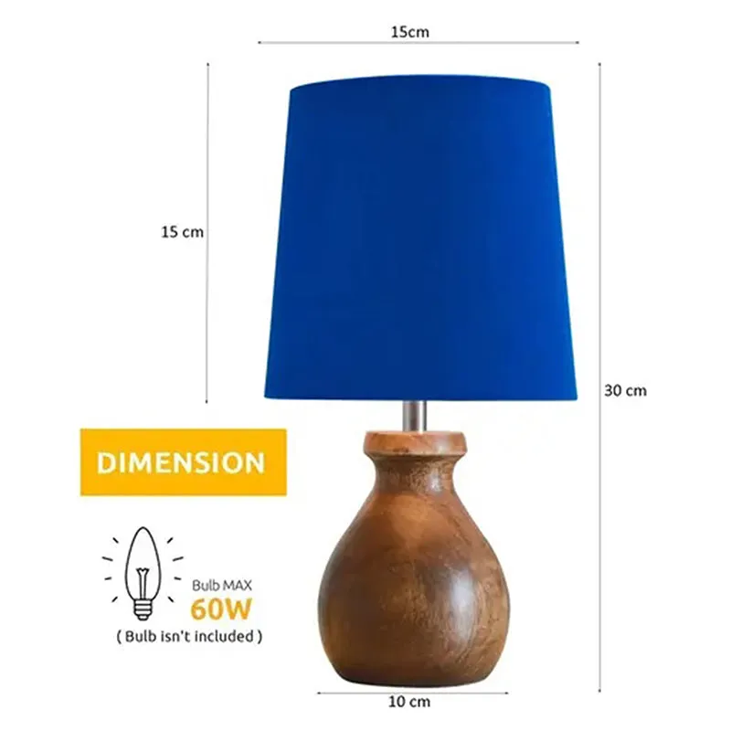 Eleera Wooden Table Lamp - Blue,Brown media 6