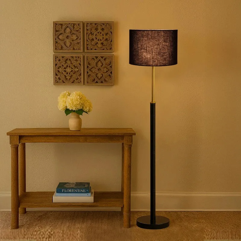 Nordic Glow Wooden Floor Lamp - Black media 1