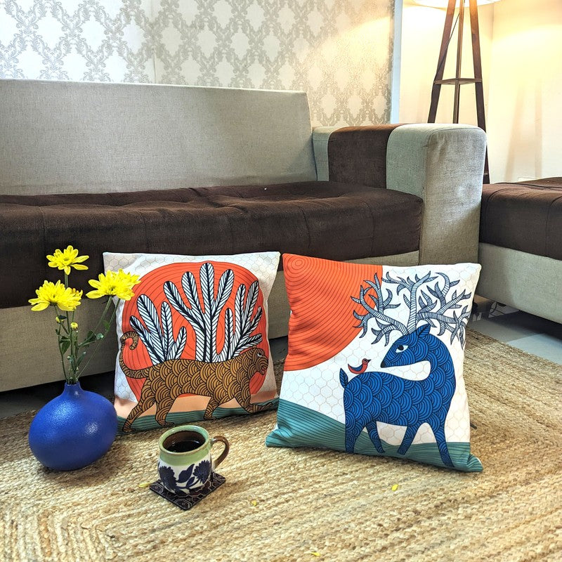 Abstract Animal Art Cushion Cover - Set Of Two