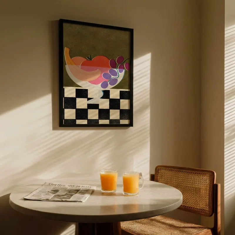 Check Bowl Archival Canvas Wall Art - Black media 5