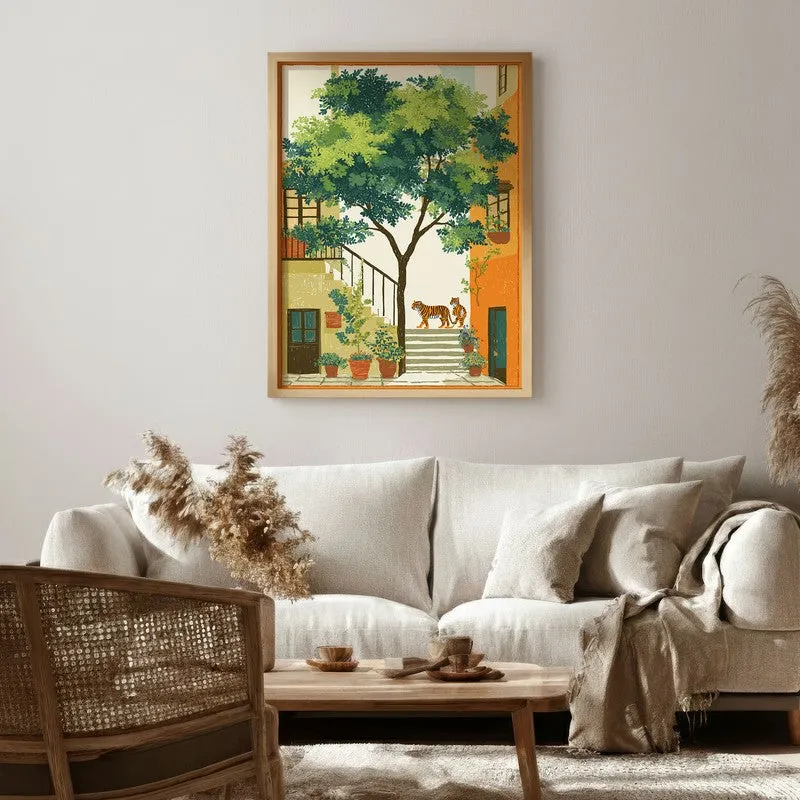 Verdara Courtyard Canvas Wall Painting With Brown Frame media 6