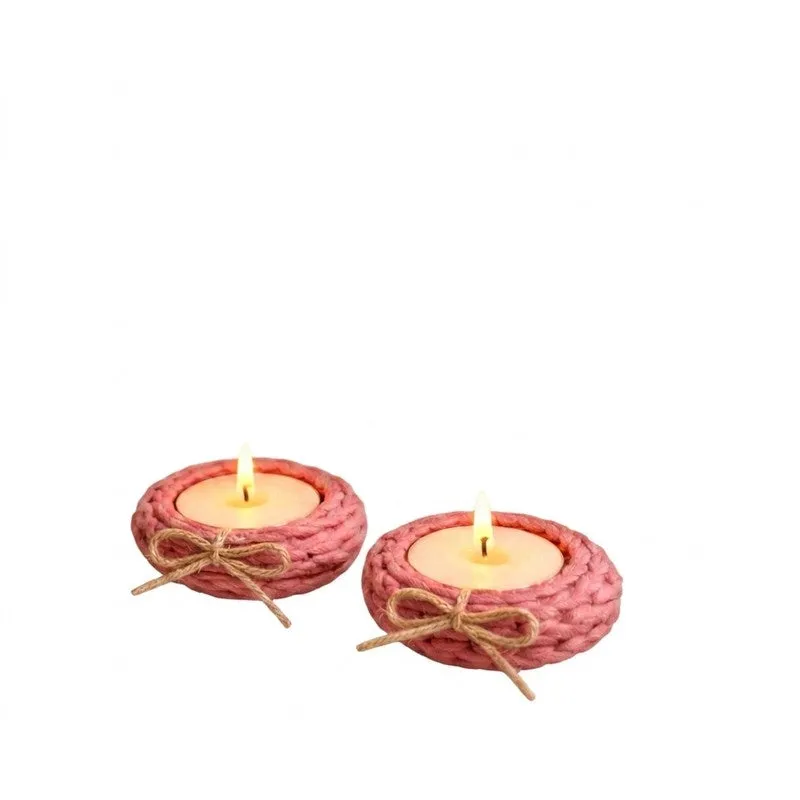 Cozy Knot Tealight Candle Holder (Pink) - Set of Two media 3