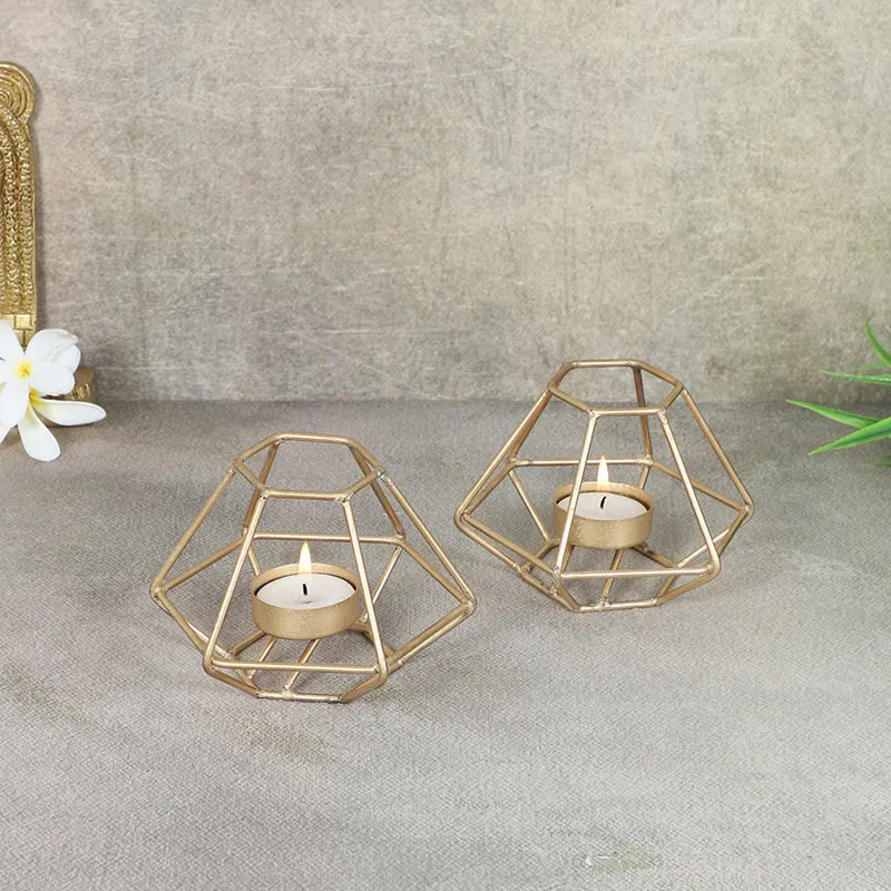 Wired Geometry Tea Light Holder - Set Of Two media 1