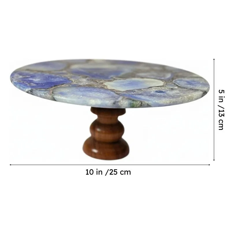 Emora Handcrafted Agate Cake Stand - Blue media 6