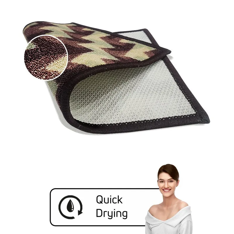Glyn Geometric Nylon Door Mats - Brown,Green media 4