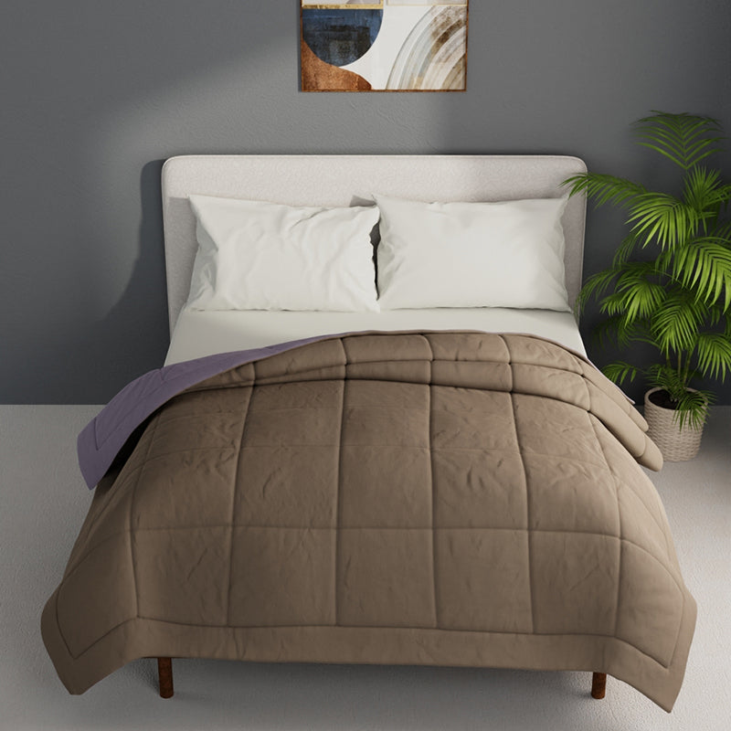 Herbert Reversible Solid Comforter (Brown) - 120 GSM media 3