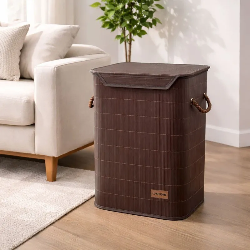 Strap Bamboo Laundry Basket - Brown media 6