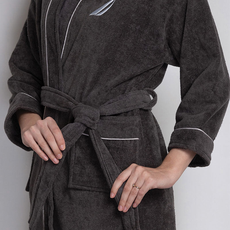 Nautica His & Hers Cashmere Dreams Cotton Bath Robe (Dark Grey) - Set Of Two media 7