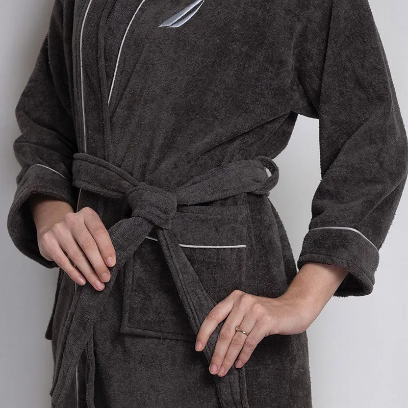 Nautica His & Hers Cashmere Dreams Cotton Bath Robe (Dark Grey) - Set Of Two media 7