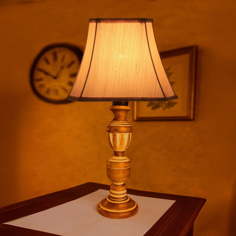 Zenrae Opal Wooden Table Lamp - OffWhite