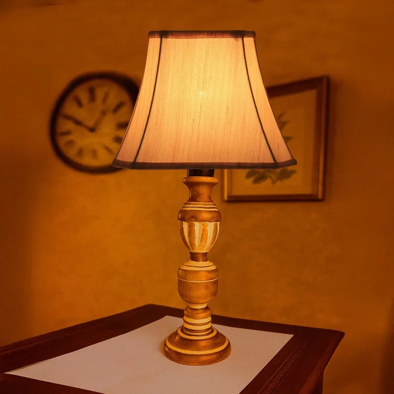 Zenrae Opal Wooden Table Lamp - OffWhite media 1