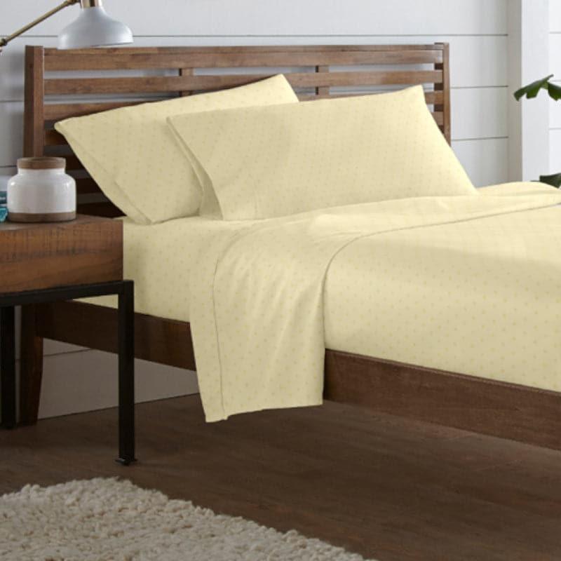 Azva Swiss Dot Cotton Bedsheet (Ivory) - 300 TC media 4