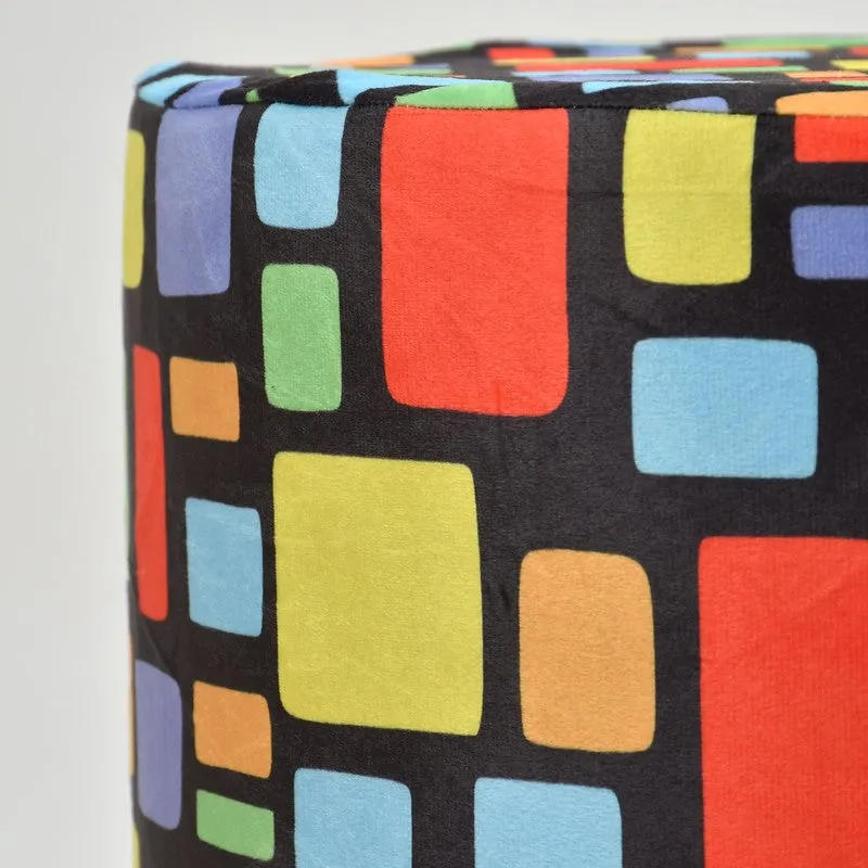 Ravira Block Print Multicolor Engineered Wood Ottomans - Set Of Two media 4
