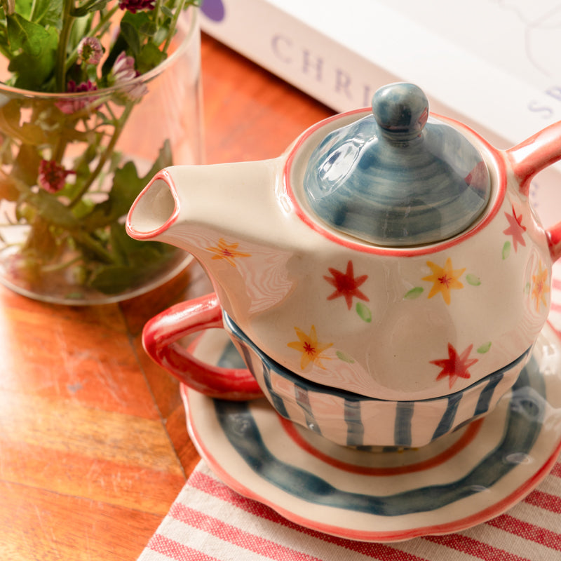 Rangoli Tea Cup with Tea Pot - Three Piece Set media 4