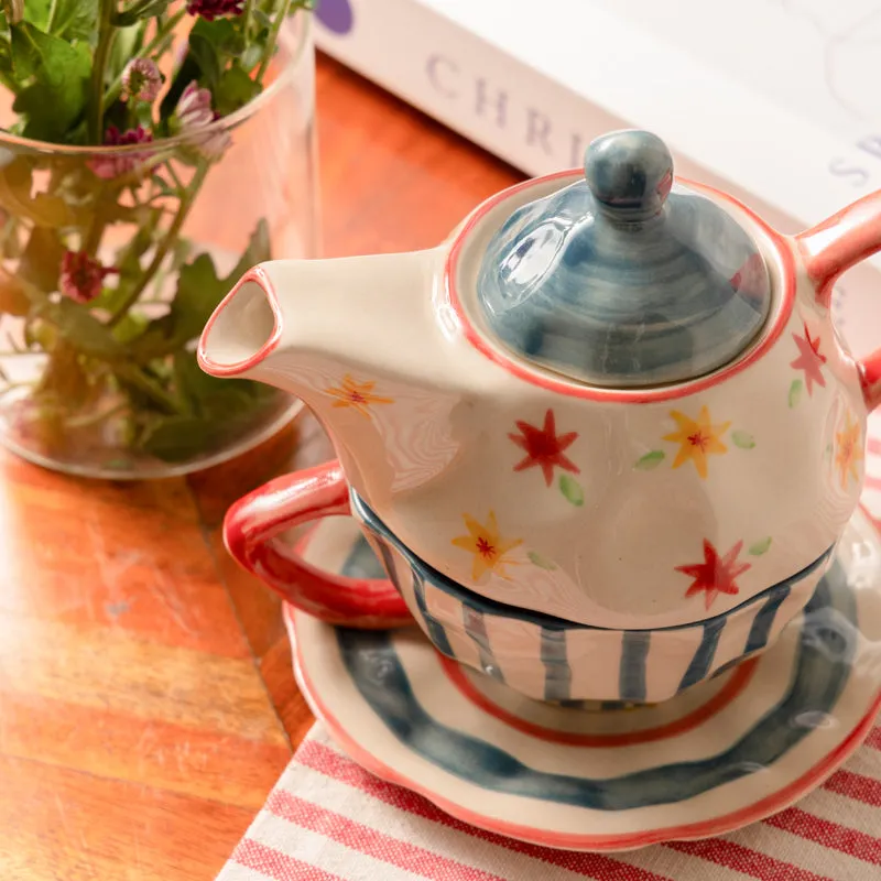 Rangoli Tea Cup with Tea Pot - Three Piece Set media 4