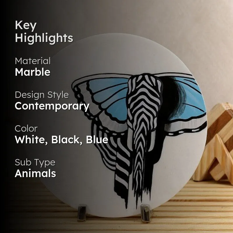 Tusked Majesty Hand Painted Marble Showpiece media 2