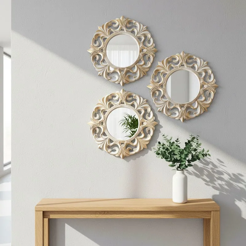 Vistelle Glass Wall Mirror With Plastic Frame - Set Of Three media 3