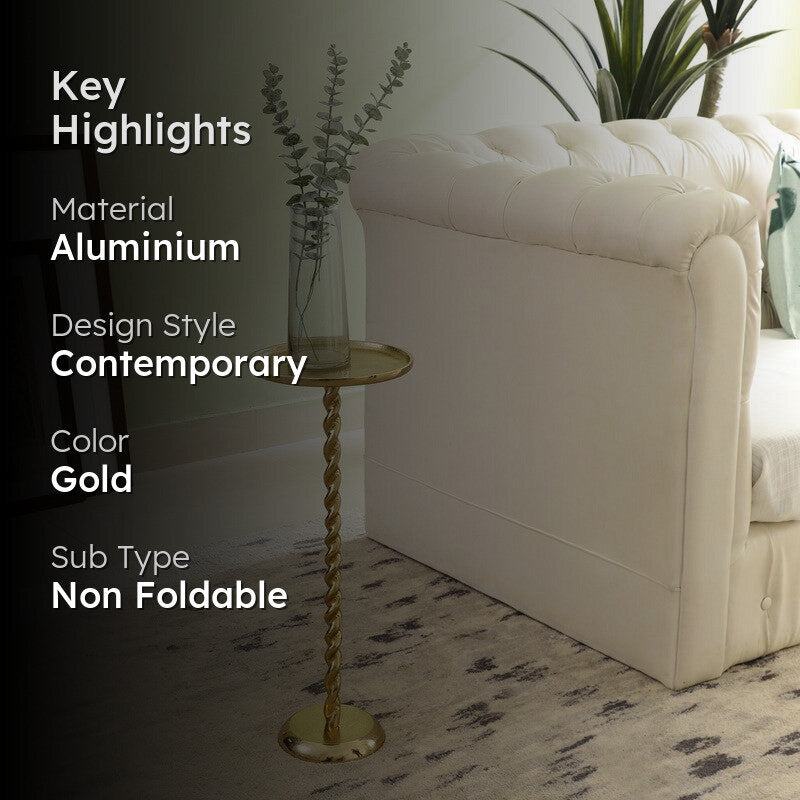 Spiral Base Aluminum Side Table - Gold media 2