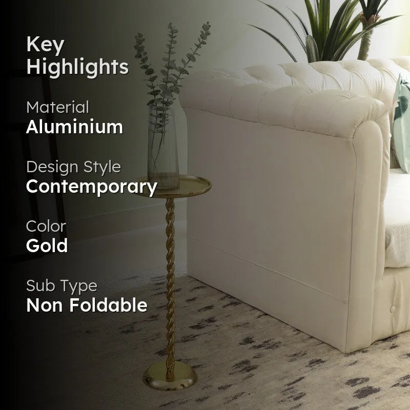 Spiral Base Aluminum Side Table - Gold media 2