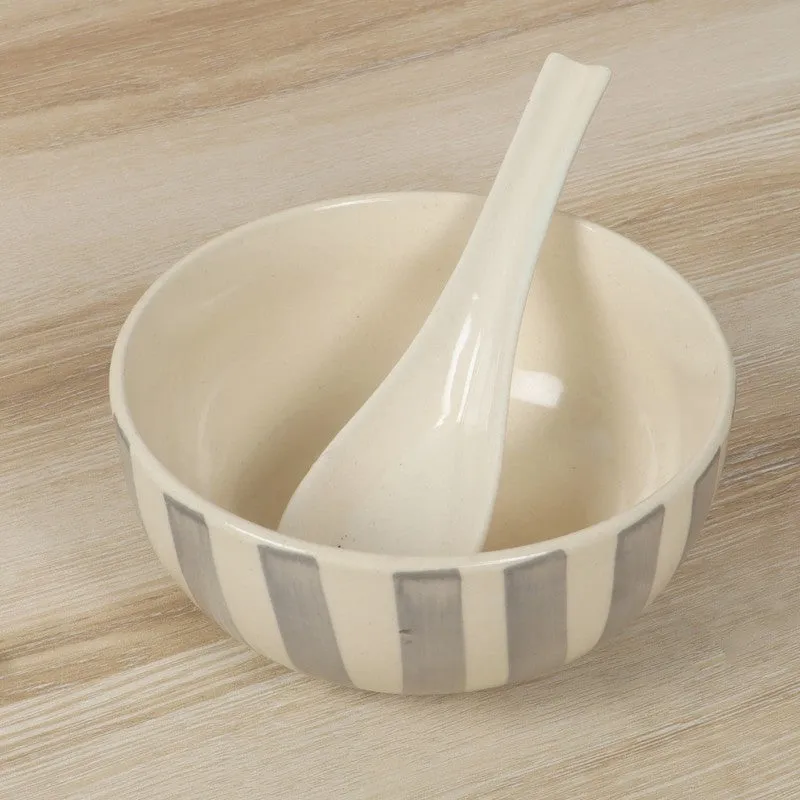 Ceramic Soup Bowls (Grey,White/400 mL Each) - Twelve Piece Set media 6