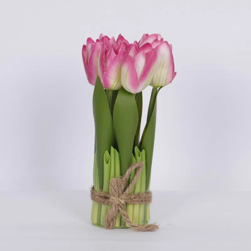 Realistic Artificial Tulip Bunch - Pink media 4