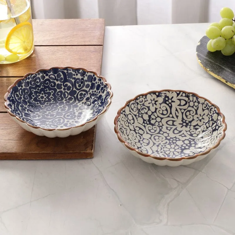 Mudwave Blue Stoneware Snack Bowls (340 mL) - Set Of Two media 4