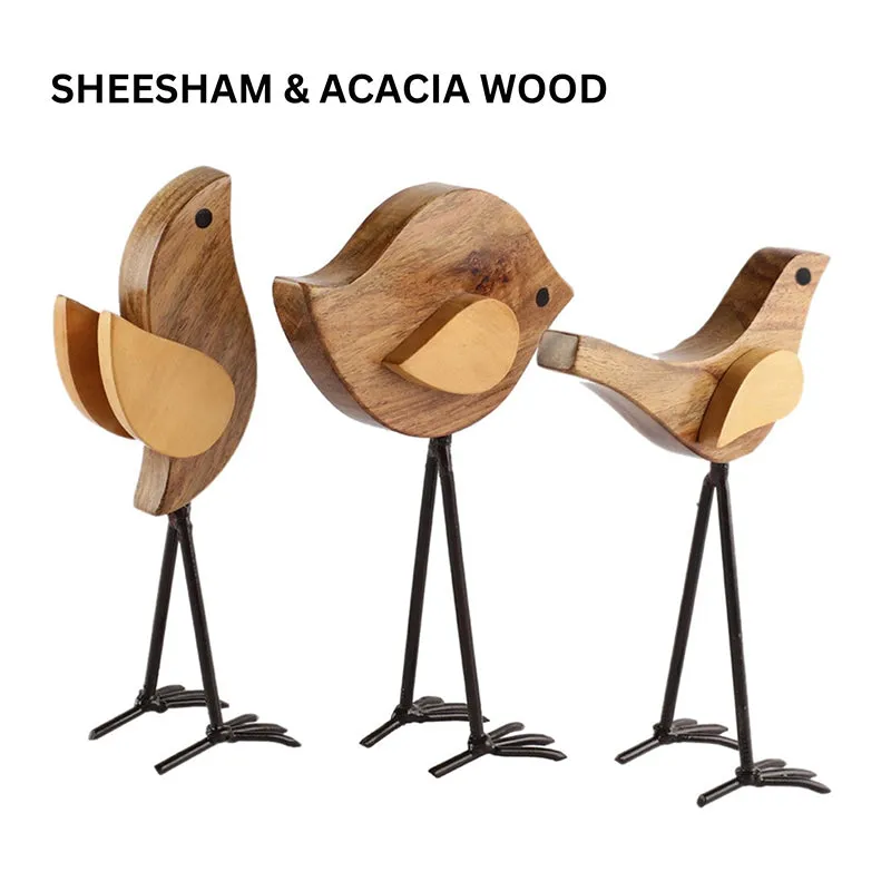 Avian Family Sheesham Wood Showpiece - Set Of Three media 4