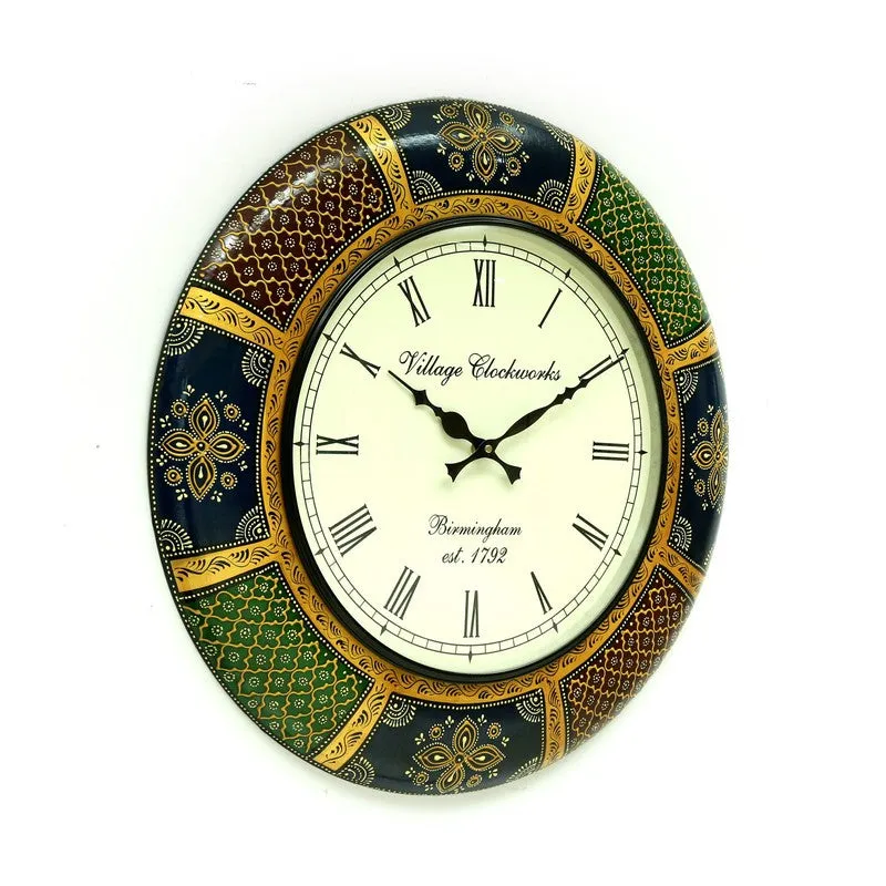 Handpainted Circular Decor Wood Wall Clock media 5