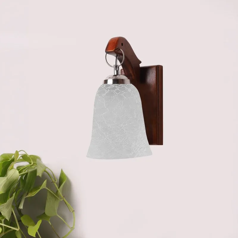 Crystal Bloom Wood Base Glass Wall Lamp media 3