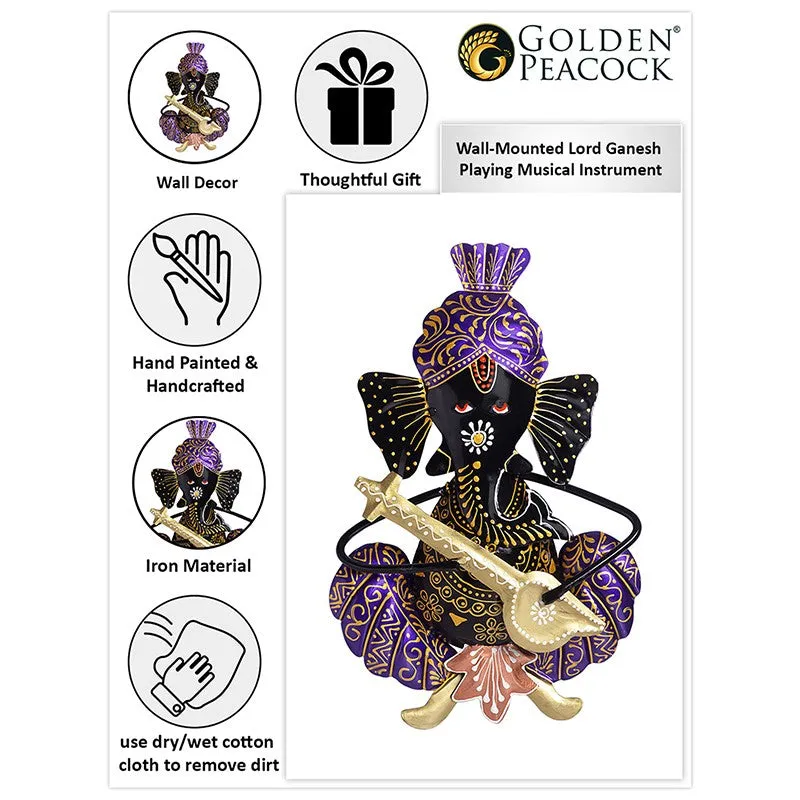 Ganesh Handcrafted Iron Wall Accent - Purple media 3
